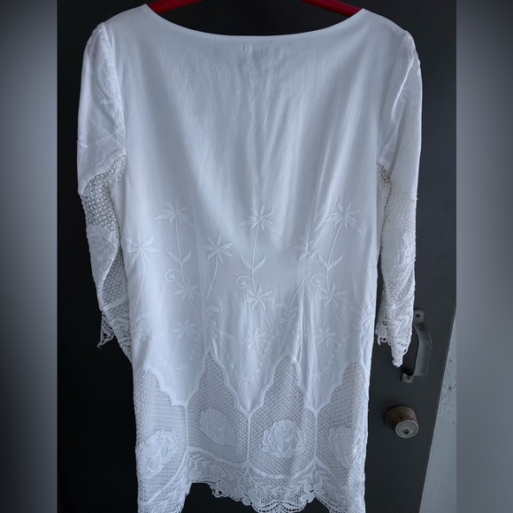 Ann Taylor White Cotton Lace Embroidered Tunic Dress Size Small - Picture 12 of 16